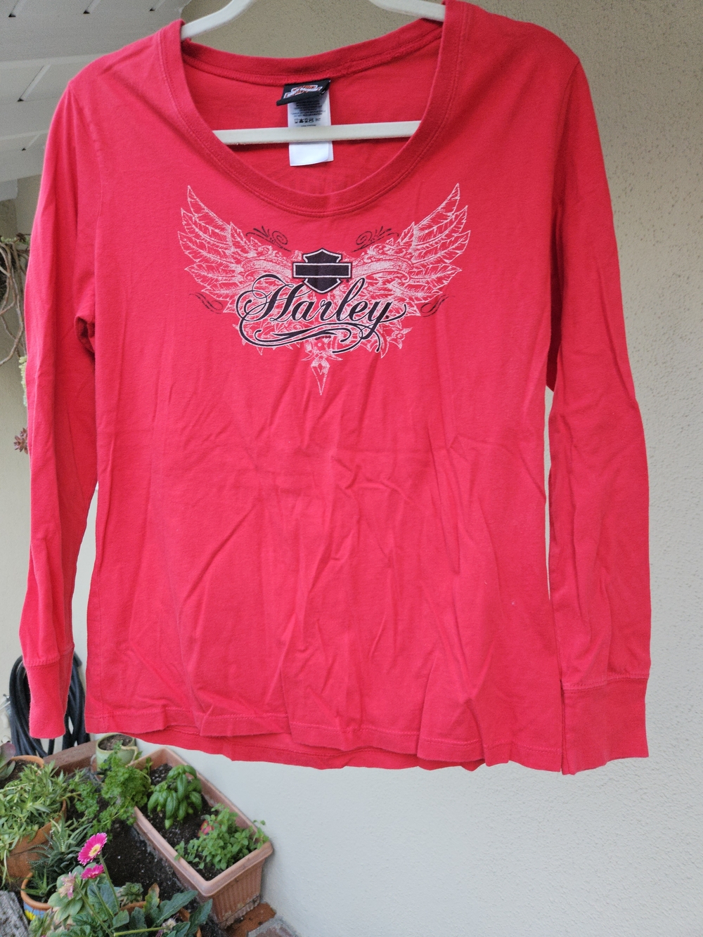 Harley-Davidson RED Long Sleeve Wing Graphic Tee Sz.L